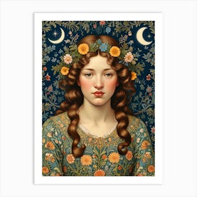 William Morris Girl With Flowers Art Print