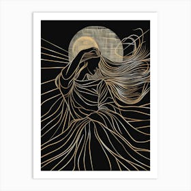 Moon And The Woman Art Print