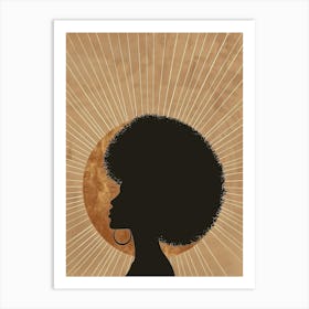 Silhouette Of A Woman With Afro Art Print