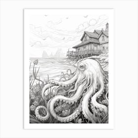 Octopus Detailed Drawing 2 Art Print