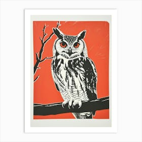 Verreauxs Eagle Owl Linocut Blockprint 3 Art Print