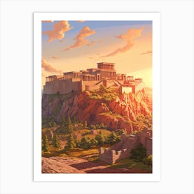 Acropolis Of Athens Pixel Art 2 Art Print