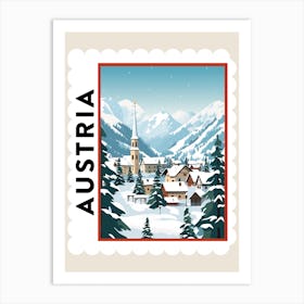 Retro Winter Stamp Poster Hallstatt Austria 4 Art Print