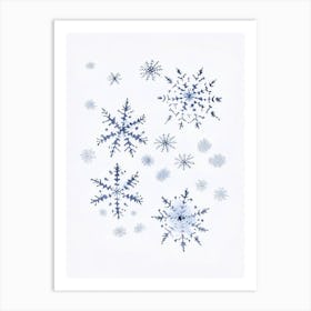 Snowflakes In The Snow,  Snowflakes Pencil Illustration 5 Art Print