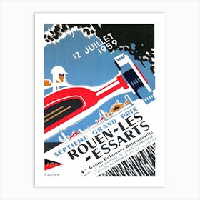 1959 Rouen Les Essarts Grand Prix Automobile Race Poster Art Print