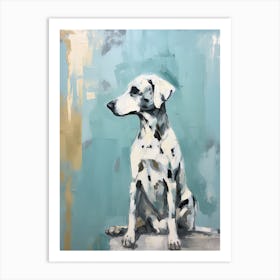 Dalmatian Dog, Painting In Light Teal And Brown 2 Art Print