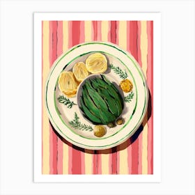 A Plate Of Artichoke Top View Food Illustration 3 Art Print