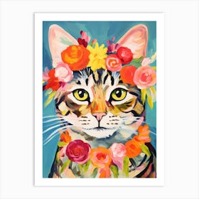 Pixiebob Cat With A Flower Crown Painting Matisse Style 4 Art Print