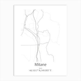 Mitane,Japan Minimalist Map Art Print