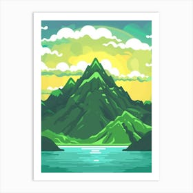 Landscape With Mountains And Lake Art Print