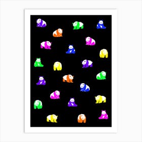 Panda Bears Rainbow Brights Art Print