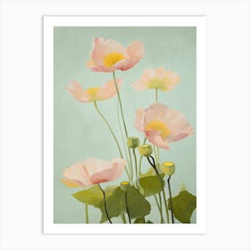 Lotus Flowers Acrylic Painting In Pastel Colours 11 Art Print