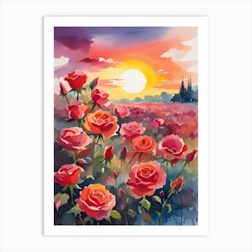 Sunset Roses Art Print