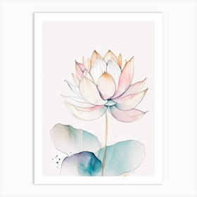 Lotus Flower Pattern Minimal Watercolour 1 Art Print