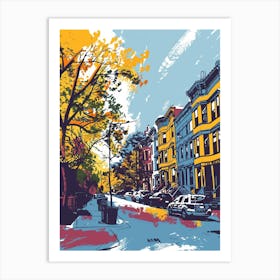 Park Slope New York Colourful Silkscreen Illustration 1 Art Print