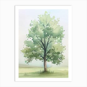 Linden Tree Atmospheric Watercolour Painting 1 Art Print