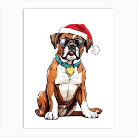 Christmas Boxer Dog (1) Art Print