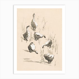 Greeting Card With Six Geese (1878–1917), Theo Van Hoytema Art Print