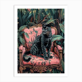 Black Leopard Maximalist Jungle Decor Animals Art Print