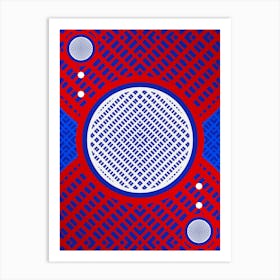 Geometric Abstract Glyph in White on Red and Blue Array n.0021 Art Print