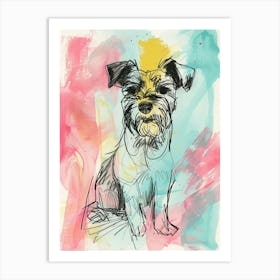 Pastel Lakeland Terrier Dog Pastel Line Illustration  2 Art Print