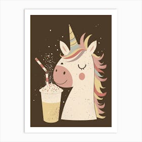 Unicorn Drinking A Rainbow Sprinkles Milkshake Uted Pastels 2 Art Print