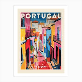 Lisbon Portugal 3 Fauvist Painting  Travel Poster Art Print