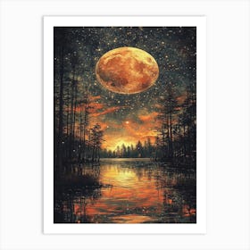 Full Moon In The Forest 1 Art Print