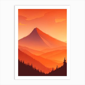 Misty Mountains Vertical Composition In Orange Tone 152 Art Print