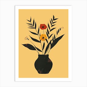 Flowers In A Vase, Minimalism Art Print