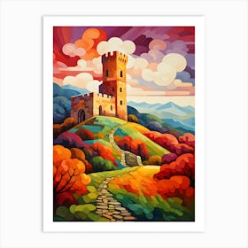 "Regal Ascent: Castle Perched on the Hill" Art Print