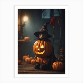 Halloween Cute Cat Art Print