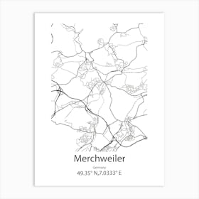 Merchweiler,Germany Minimalist Map Art Print