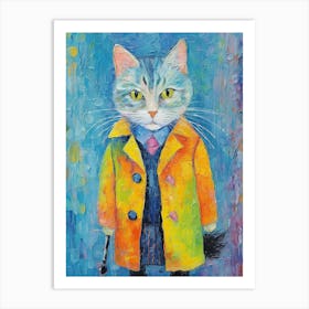 Cat S Glamorous Palette; Oil Painted Whiskers Art Print