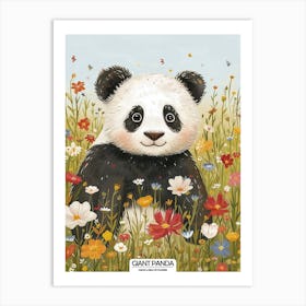 Giant Panda In A Field Of Flowers Poster 2 Art Print