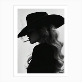 Cowgirl Western Woman Smoking Art Print