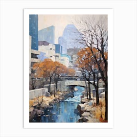 Winter City Park Painting Cheonggyecheon Park Seoul 1 Art Print