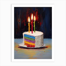 A Slice Of Birthday Cake Oil Painting 1 Art Print