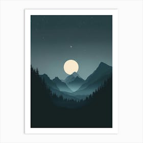 Moonlight In The Mountains Art Print