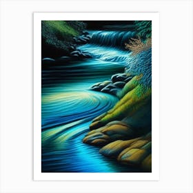 Flowing Water Waterscape Crayon 1 Art Print