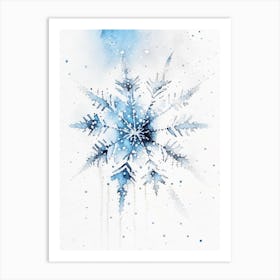 Diamond Dust, Snowflakes, Minimalist Watercolour 3 Art Print