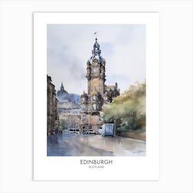 Edinburgh Scotland Watercolour Travel Poster 3 Art Print
