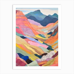 Snowdonia National Park Wales Colourful Mountain Illustration Art Print