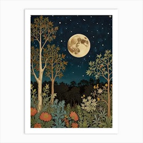 Moonlight In The Forest Style William Morris Art Print 2 Art Print