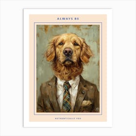 Kitsch Portrait Of A Golden Retriever In A Tie 3 Poster Art Print