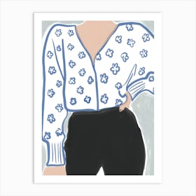 Illustration Of A Woman Wearing A Blouse Art Print