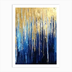 Blue And Gold Abstract Painting Art Print