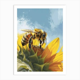 European Honey Bee Storybook Illustration 7 Art Print