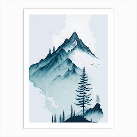 Mountain And Forest In Minimalist Watercolor Vertical Composition 333 Art Print