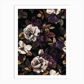 Black Roses Wallpaper Art Print